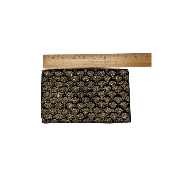 Black Vegan Leather Clutch Bag Envelope Style Minimalist Chic Work Organizer - Picture 7 of 8